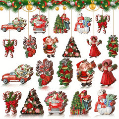 10pcs Christmas Santa Wooden Hanging Ornaments Party Decor Tree Decorations