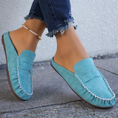Women's Solid Flat Slip On Shoes Lightweight Soft Sole Outdoor Slides