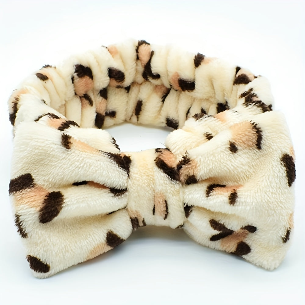 Soft Coral Fleece Bow Hair Band for Women