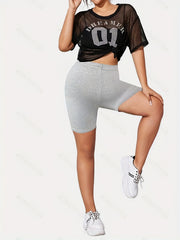  Solid Stretch Skinny Fit Biker Shorts