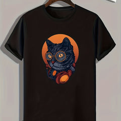 Cat Print Men's Graphic T shirt Casual Comfy Tees For Summer