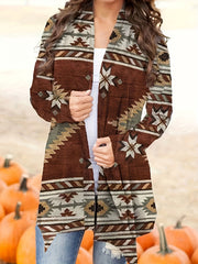  Southwestern Print Long Sleeve Cardigan