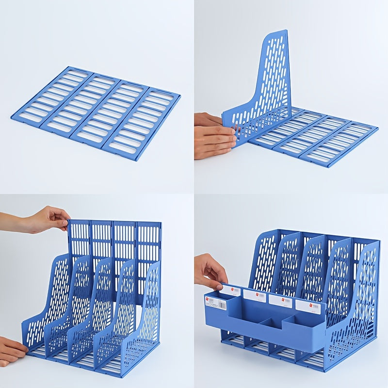 12pcs Four-way File Column Desktop File Holder Clip Dark