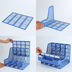 12pcs Four-way File Column Desktop File Holder Clip Dark