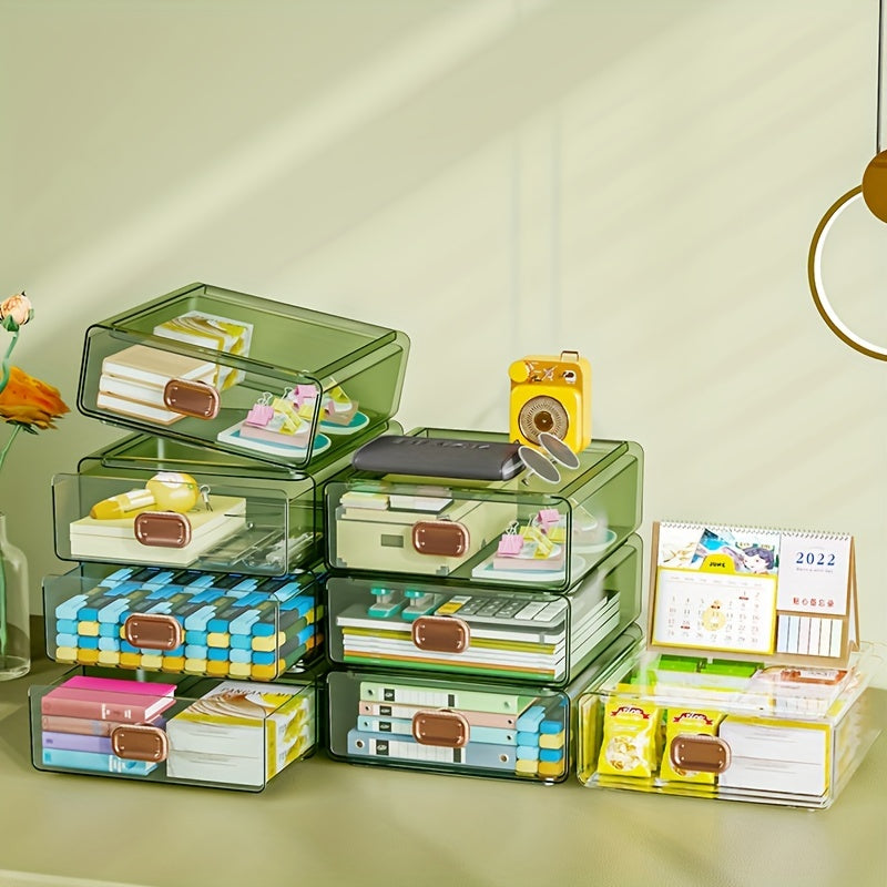 Stackable Desktop Storage Box for Cosmetic and Office Supplies