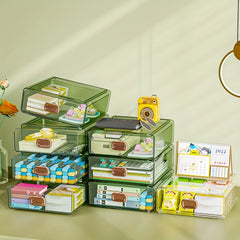 Stackable Desktop Storage Box for Cosmetic and Office Supplies