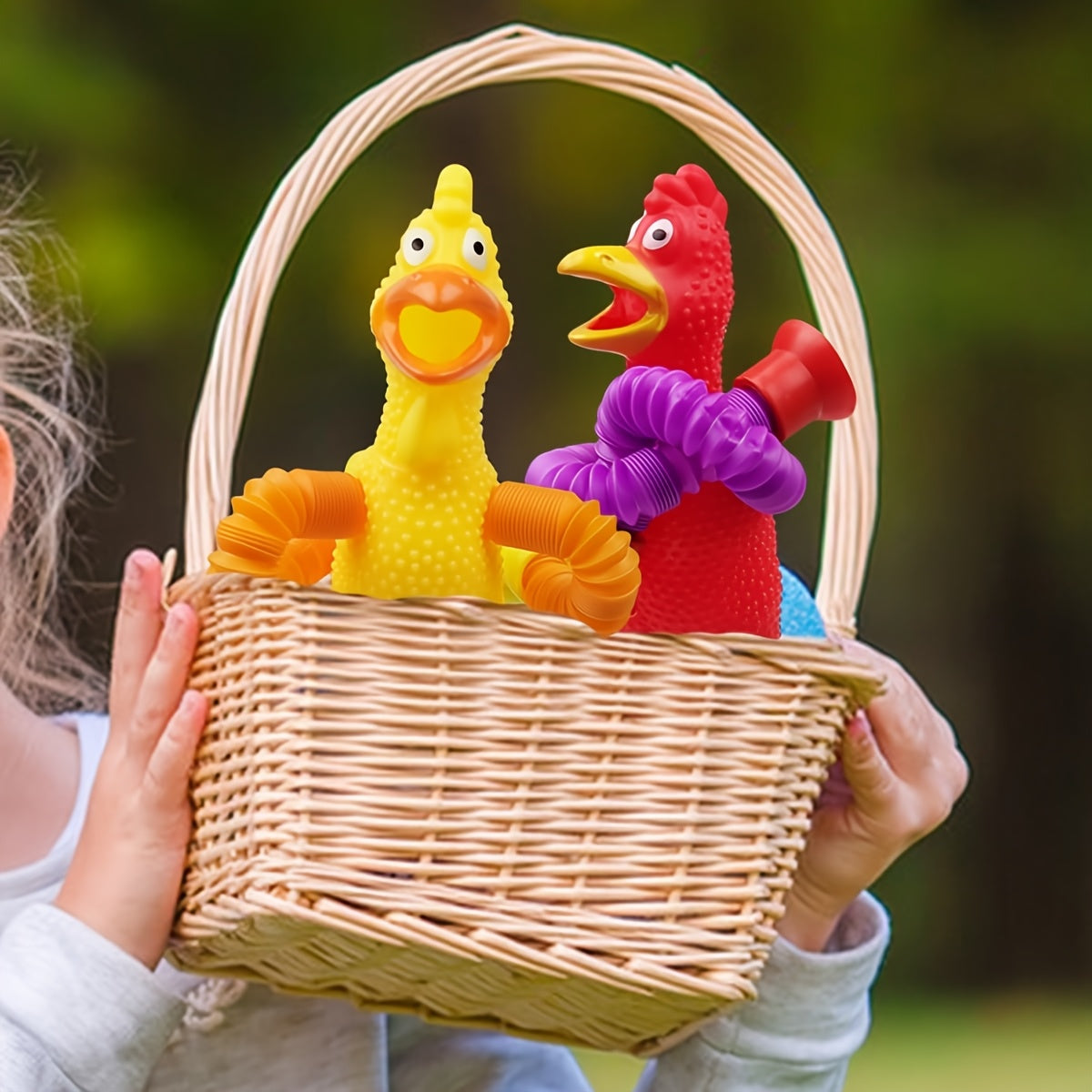Bendable Screaming Chicken Tube Toy w/ Suction Cups