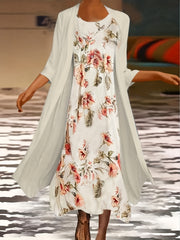  Women's Floral Tank Dress & Cardigan Set