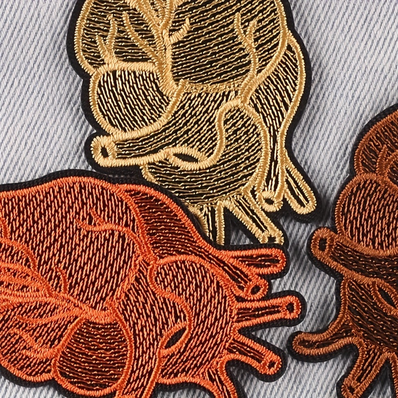 3pcs Organ Heart Embroidery Patches For Boys Clothing DIY Ironing Stickers