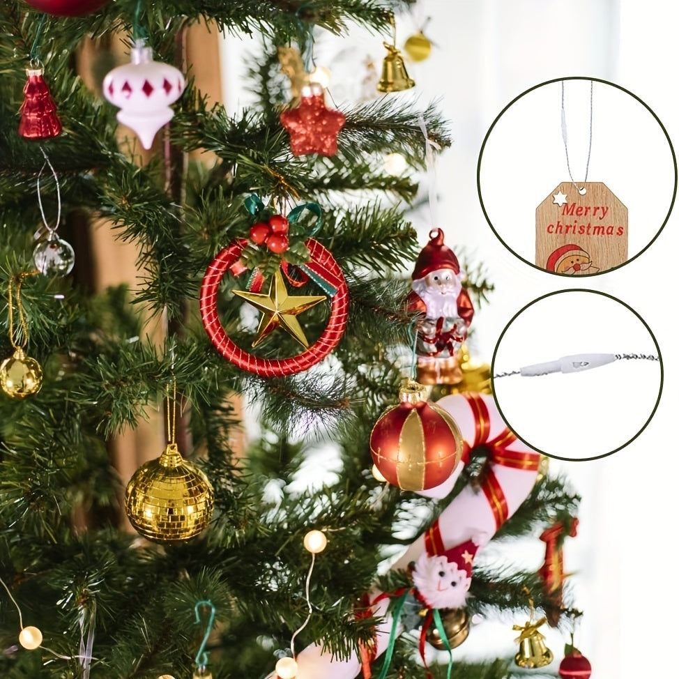 200pcs Golden Ribbon Ornament Hook Ropes with Snaps Locking