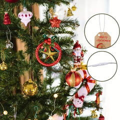 200pcs Golden Ribbon Ornament Hook Ropes with Snaps Locking