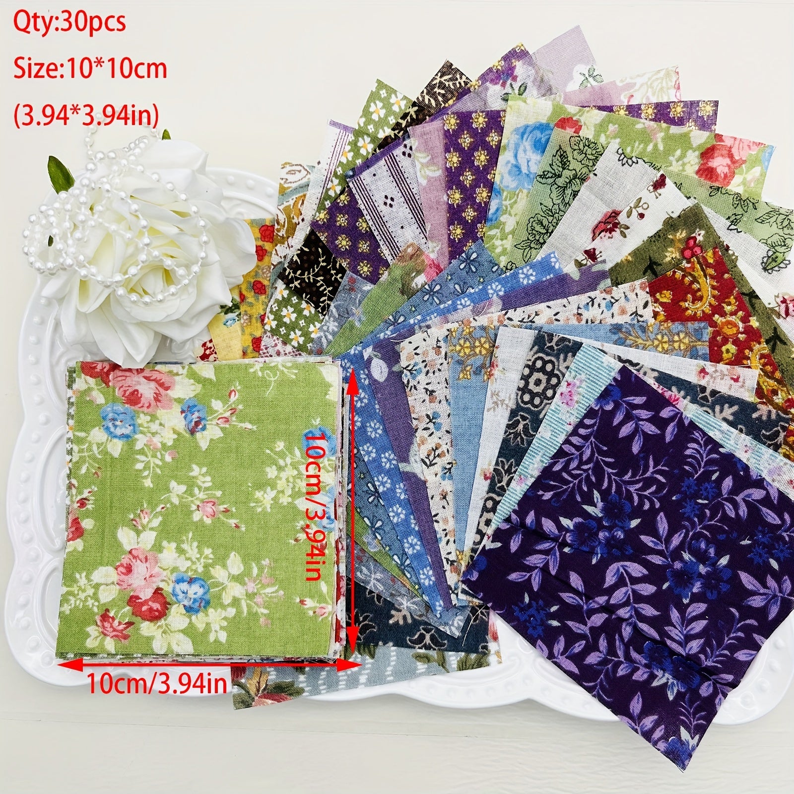 30pcs Dark Series Cotton Fabric Quilted Fabric for DIY Sewing Square Patchwork