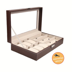 Brown Sunroof Watch Storage Box With Lock