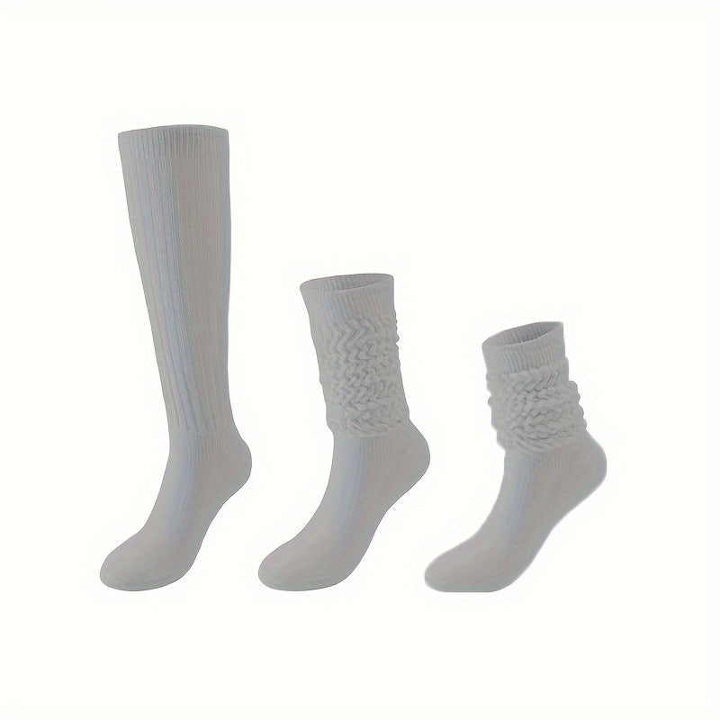 Women's Solid Calf Socks Warm & Comfy Knee High Stockings