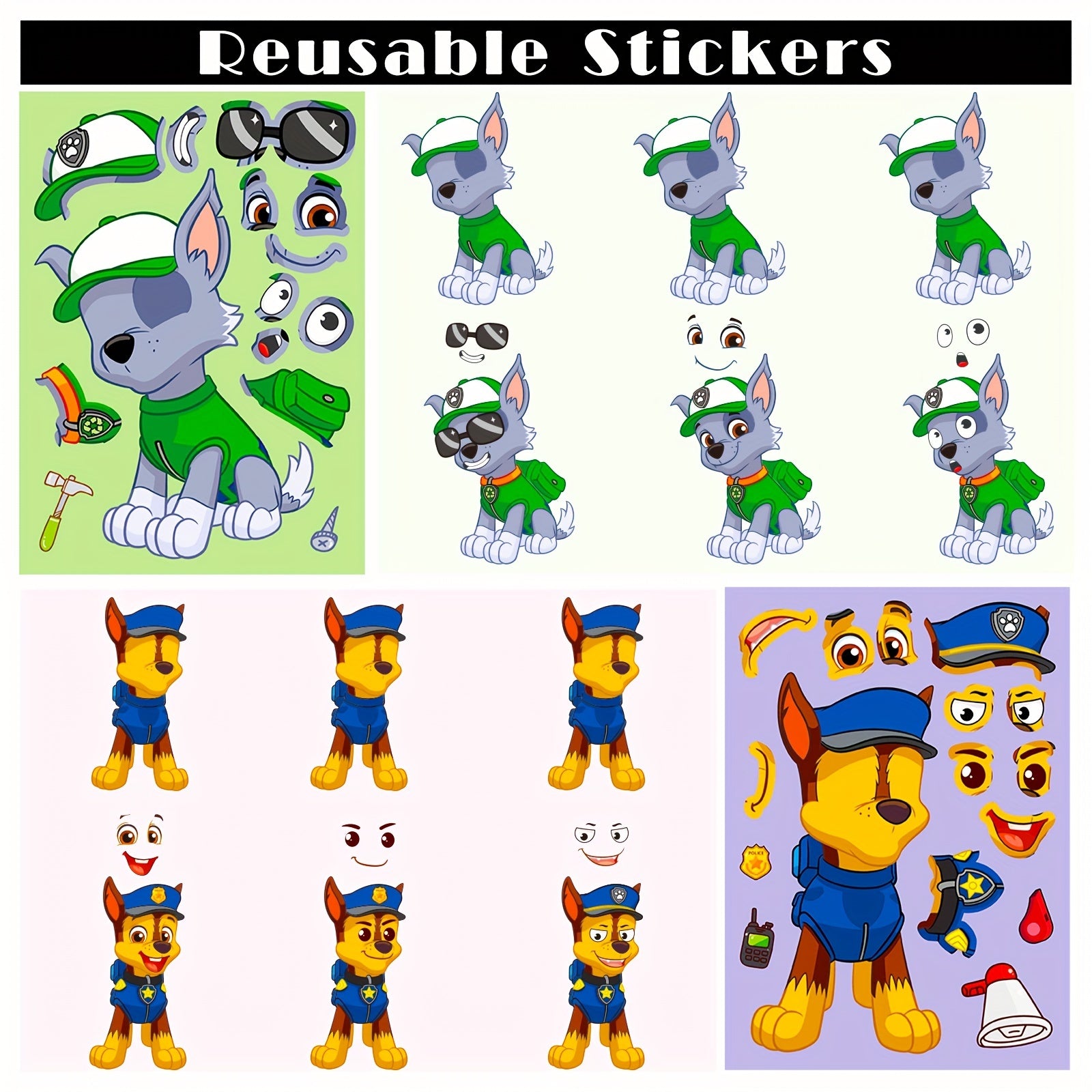 6 Sheets Anime Dog Stickers DIY Party Favors