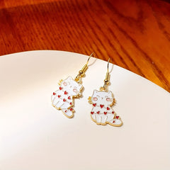 Love Cat Drop Earrings Animal Ear Jewelry For Women