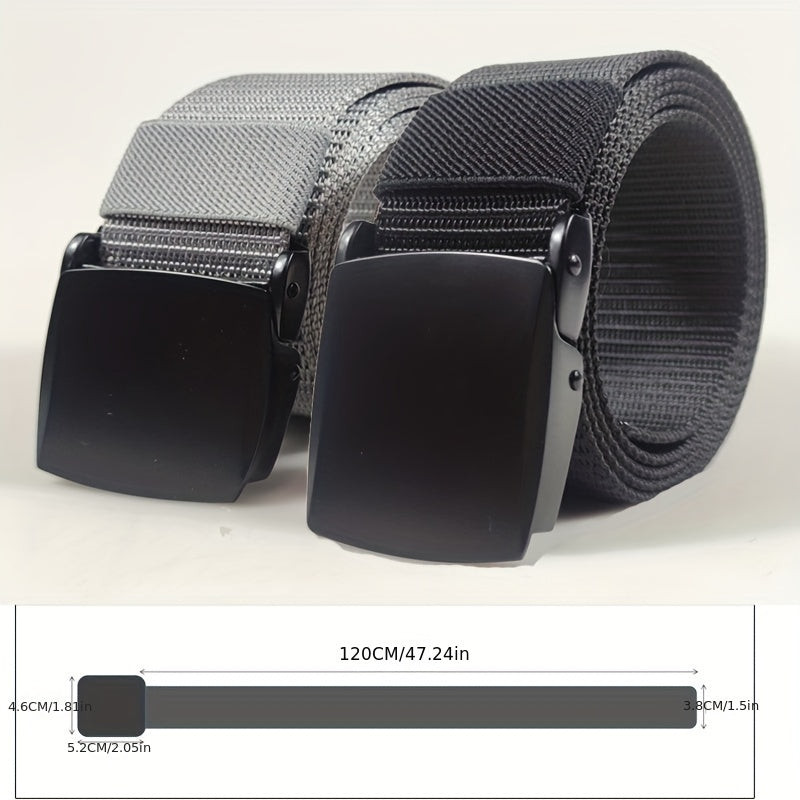 Men's Outdoor Canvas Belt with Zinc Alloy Automatic Buckle