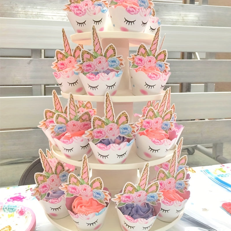 Unicorn Cup Cake Toppers & Wrappers Rainbow Liners, Girl Birthday Party Supplies