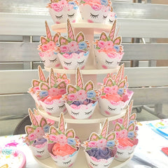 Unicorn Cup Cake Toppers & Wrappers Rainbow Liners, Girl Birthday Party Supplies
