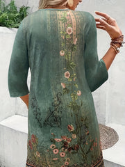  Floral Print Knee Length Dress