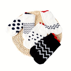 5 Pairs Geometric Pattern Low Cut Short Socks Women's Stockings