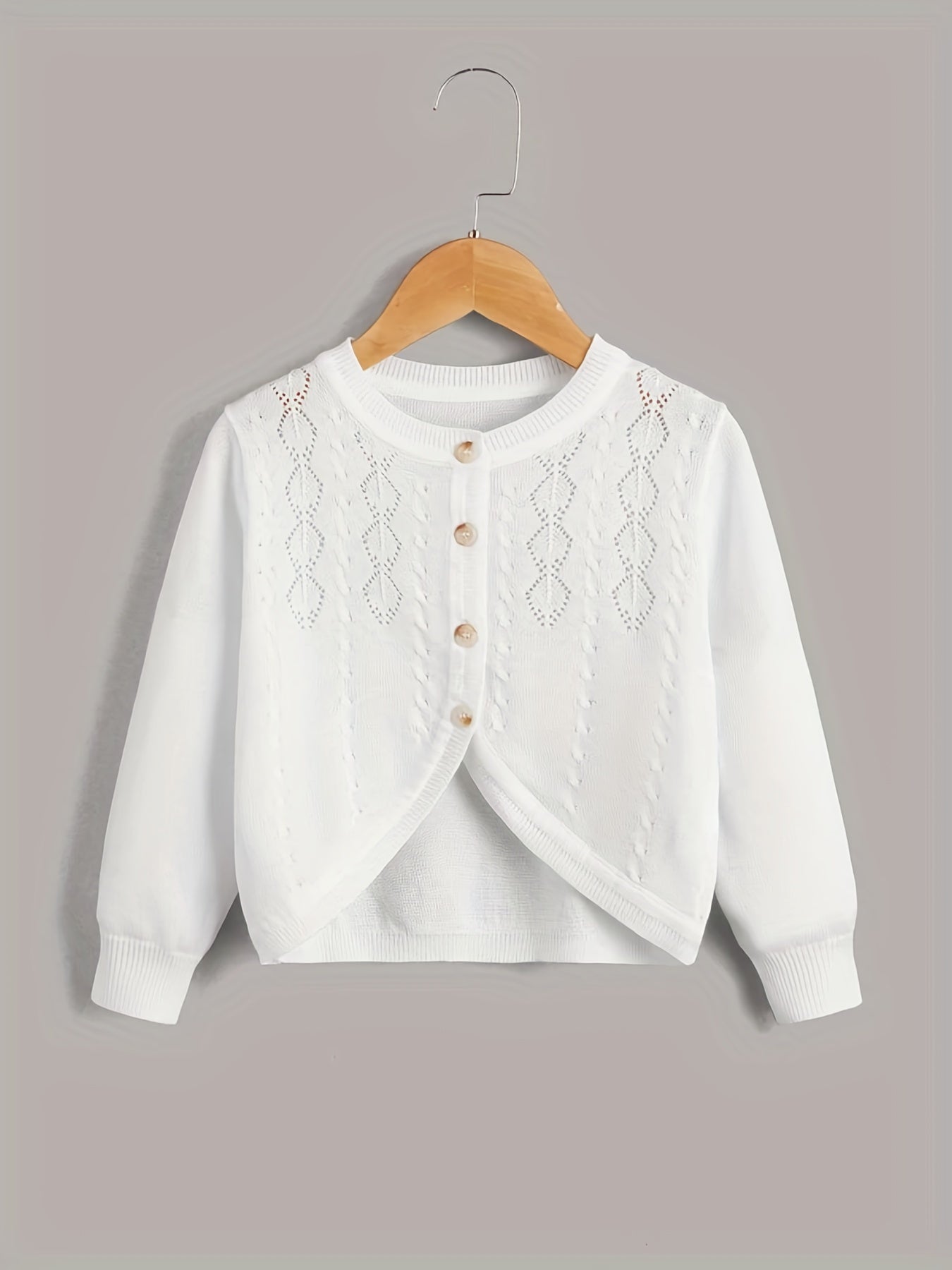 Toddler Girls Knitted Short Cardigan Button Down Plain Thin Knit Top