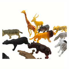 12-Piece Wildlife Figurines Set for Ages 3+: Lion Tiger Crocodile Giraffe Zebra