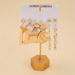 Women's Faux Pearl Butterfly Earrings Set