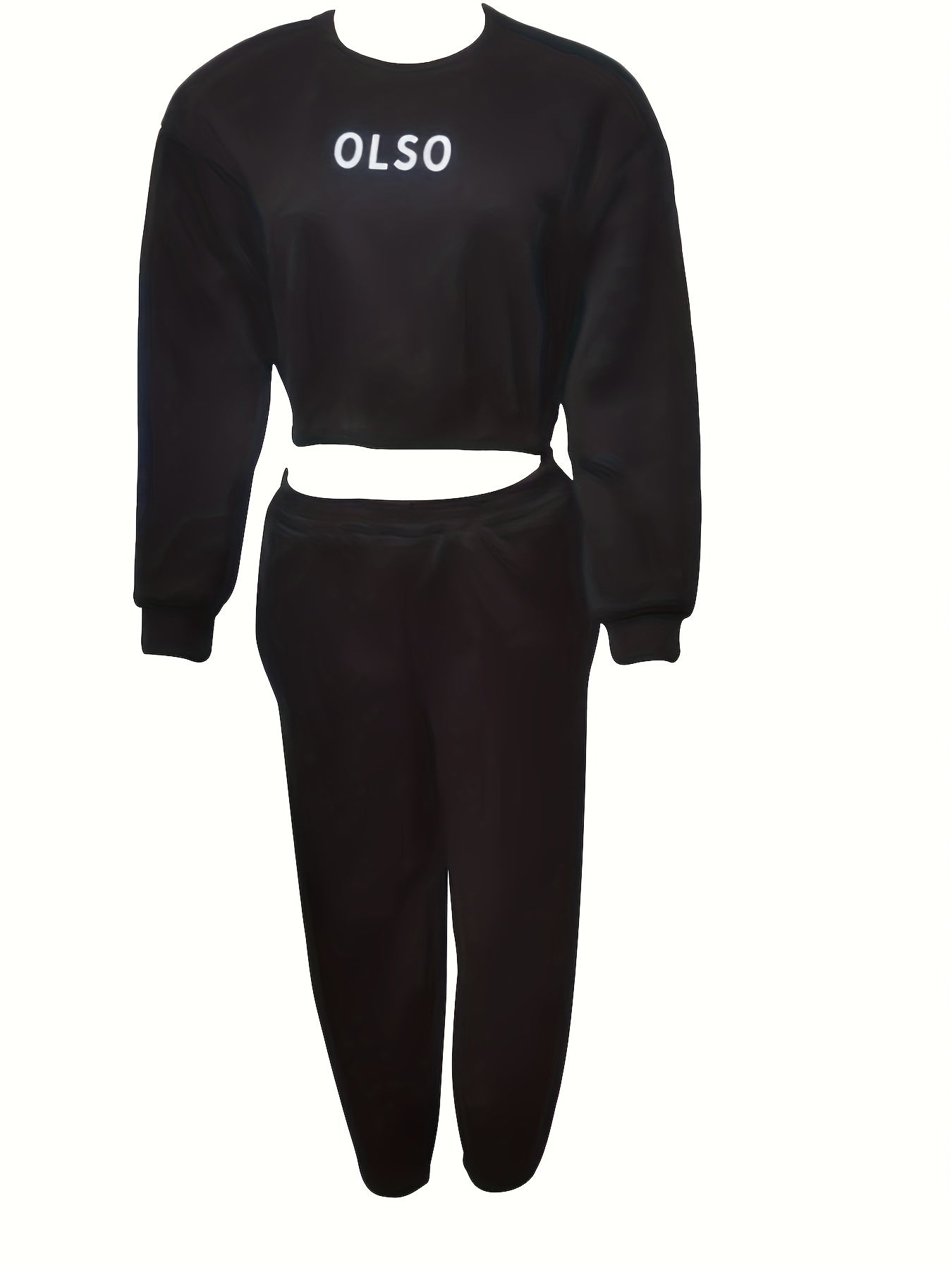 Casual Letter Print 2pc Set Pullover Sweatshirt & Joggers Outfits