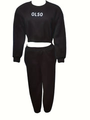 Casual Letter Print 2pc Set Pullover Sweatshirt & Joggers Outfits
