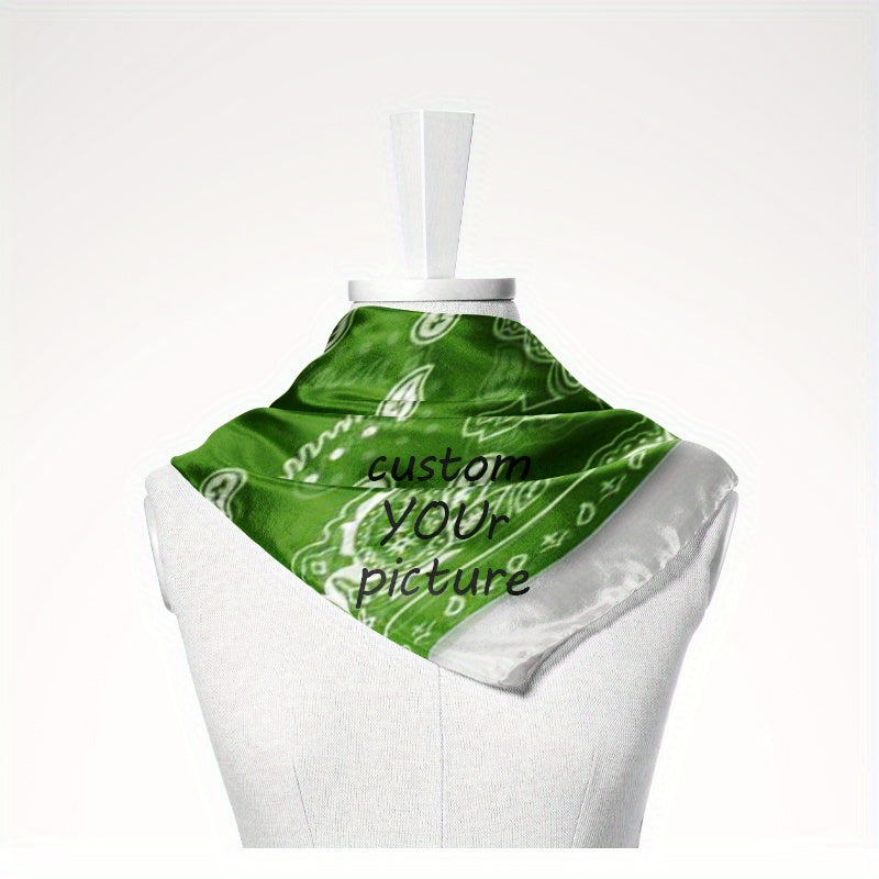 One Piece Green Floral and Leopard Print Square Scarf