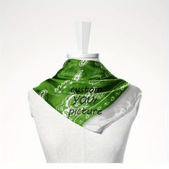 One Piece Green Floral and Leopard Print Square Scarf