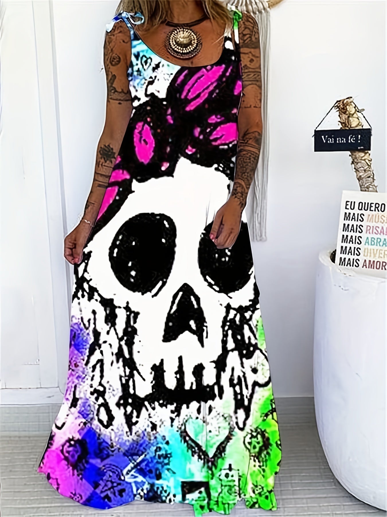  Goth Summer Dress Women's Maxi Cami Dress