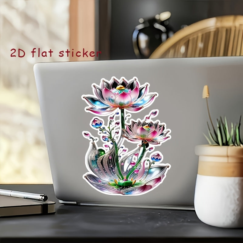 Vibrant Lotus Vinyl 2D Flat Sticker Waterproof Scratch Resistant