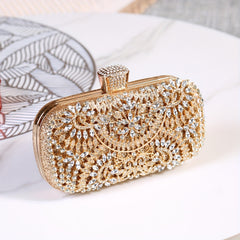 Rhinestone Flower Evening Bag Box Clutch Purse for Wedding Prom