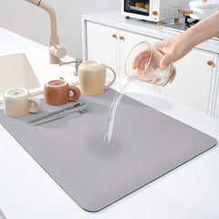 Solid Rectangle Dish Drying Mat Non-Slip Absorbent Placemat