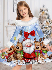 Sweet Snowflake Long Sleeve Dress for Girls