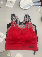 3pcs Lace Wireless Bras Full Coverage Bra Women's Lingerie