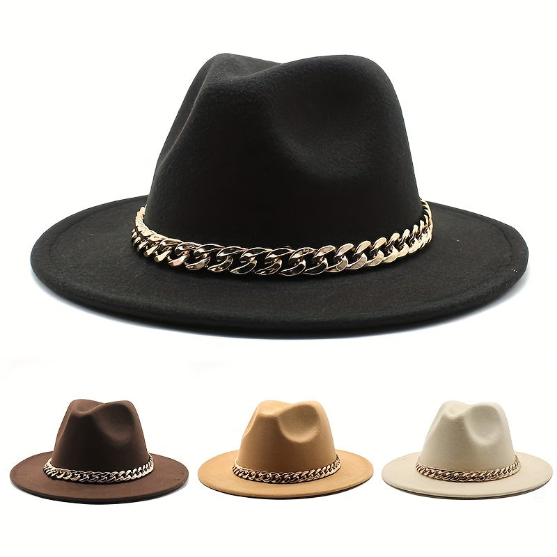 Men's British Style Woolen Jazz Hat Big Brim Felt Hat