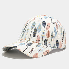 Colorful Leaves Print Baseball Cap Women's Cotton Lightweight Sports Hat