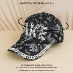 Rhinestone Letter Baseball Cap for Women Girls