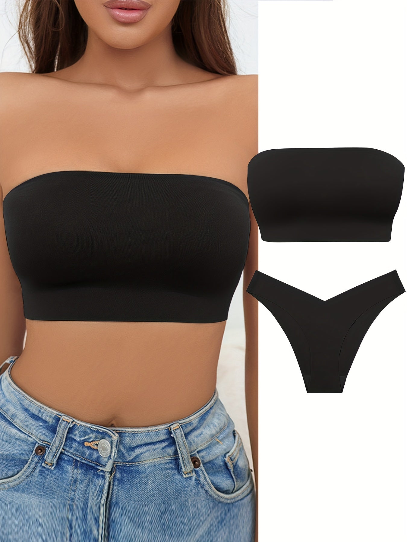 Seamless Strapless Bra & Panties Set Women's Lingerie