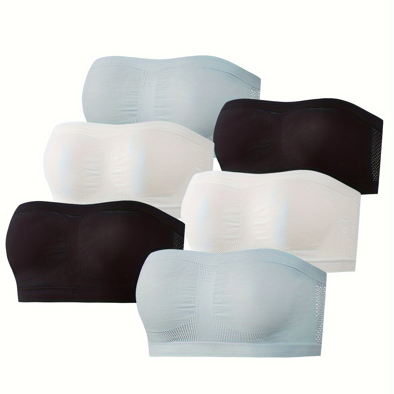 6pcs Strapless Bandeau Bras Comfy Cut Out Stretch Bra Women's Lingerie