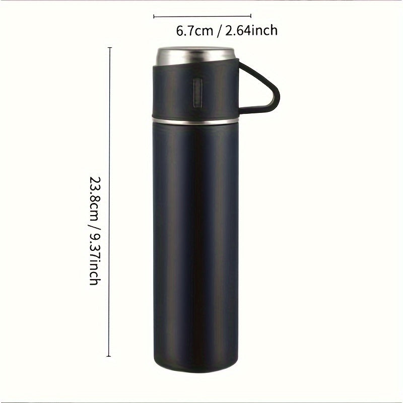 500ml Stainless Steel Vacuum Cup with 2 Lids, Leakproof Insulated Bottle