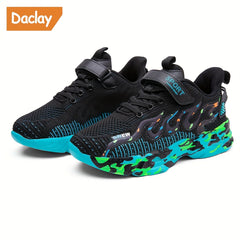 Kids Flame Mesh Basketball Shoes Non Slip Sport Sneakers