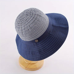 Plaid Striped Sun Hat UV Protection Bucket Hat Casual Sunscreen Beach Hat
