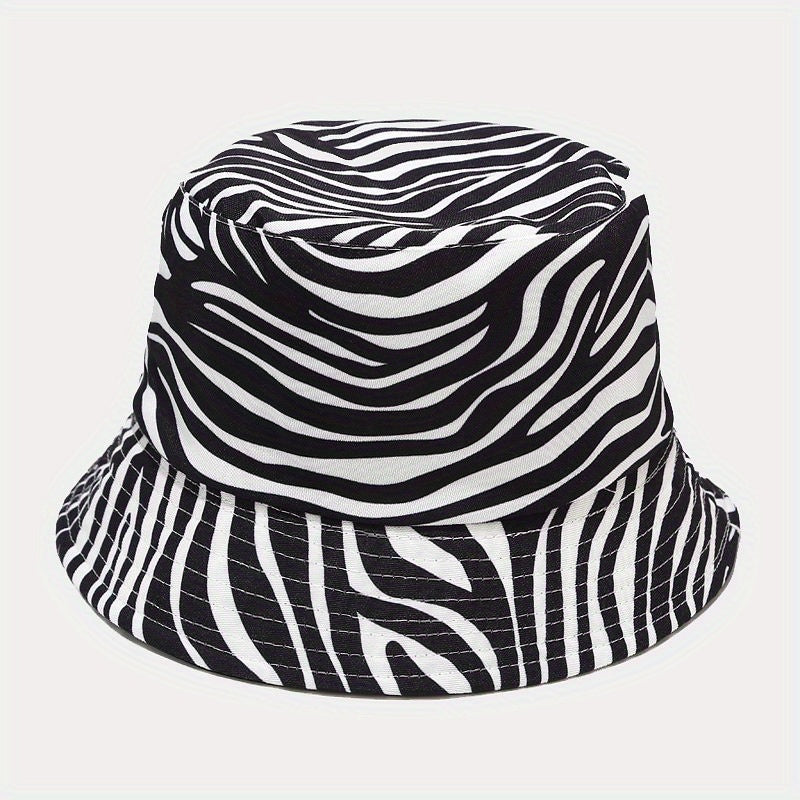 Cow Panda Print Bucket Hat Reversible Fisherman Cap for Women
