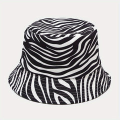 Cow Panda Print Bucket Hat Reversible Fisherman Cap for Women