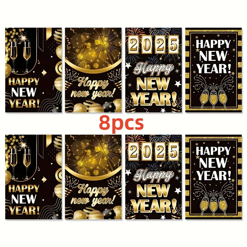 8pcs Wine Bottle Stickers - Year Celebration Adhesive Labels