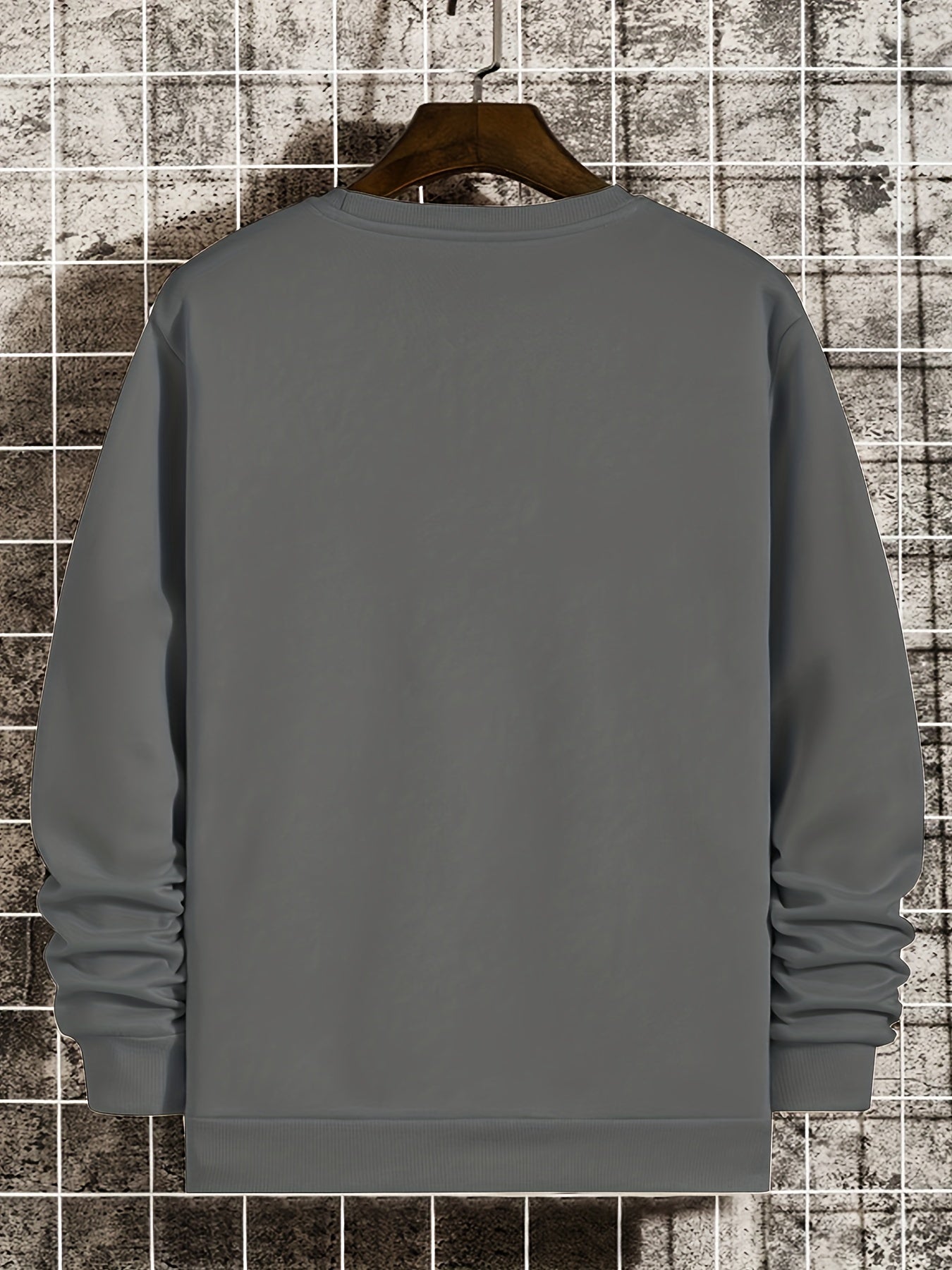 Letter Print Sweatshirt Men's Casual Graphic Pullover for Autumn Winter